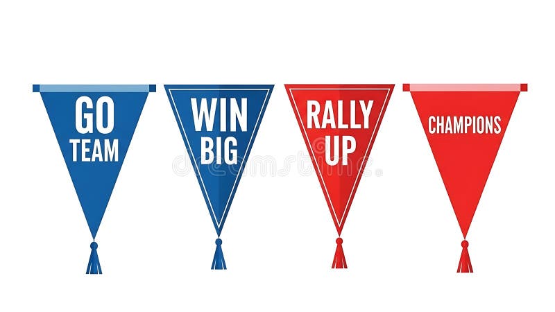 Set of Triangular Pennant Flags for Sports Events stock illustration