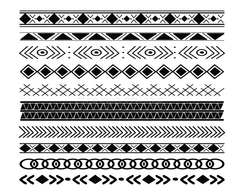 Set Tribal Ethnic Arrow Dividers, Native Indian Bow Boho in Doodle ...