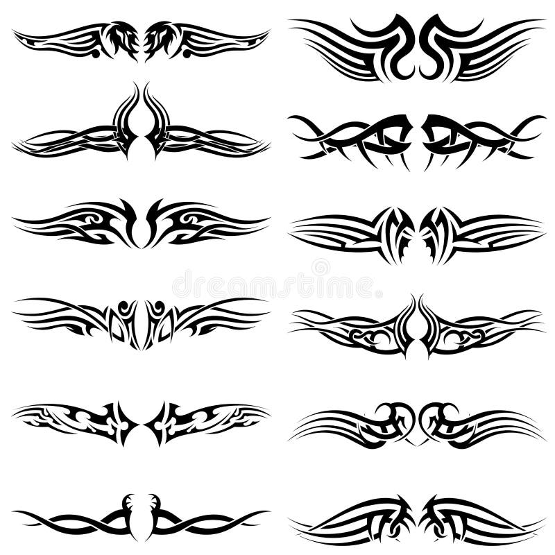 Set tribal tattoos stock vector. Illustration of crimp - 43144249