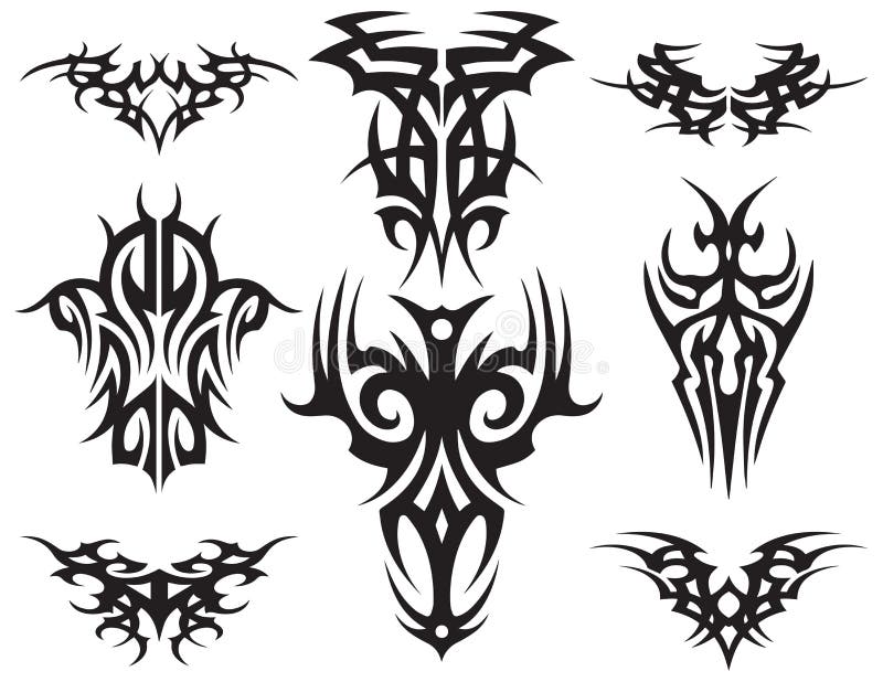 Set of Maori Tribal Tattoos Vector Illustration Poster Template Stock ...