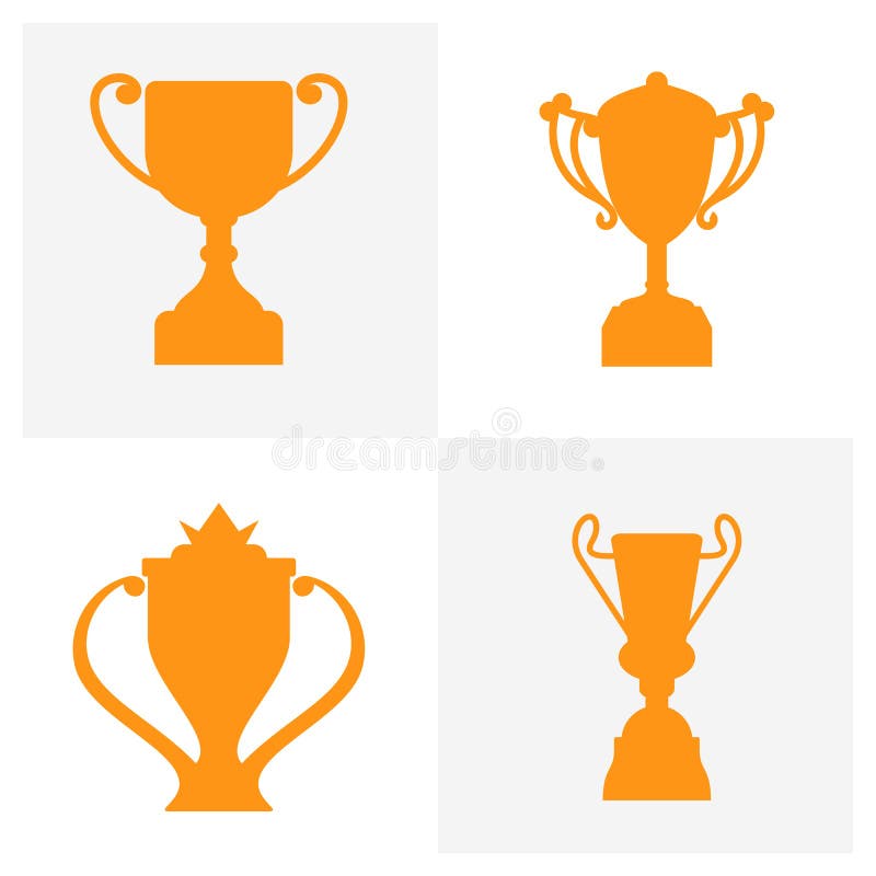 Set Of Trophy Icons On White Background Champions Cup Logo Vector Illustration Stock Illustration Illustration Of Championship Metal