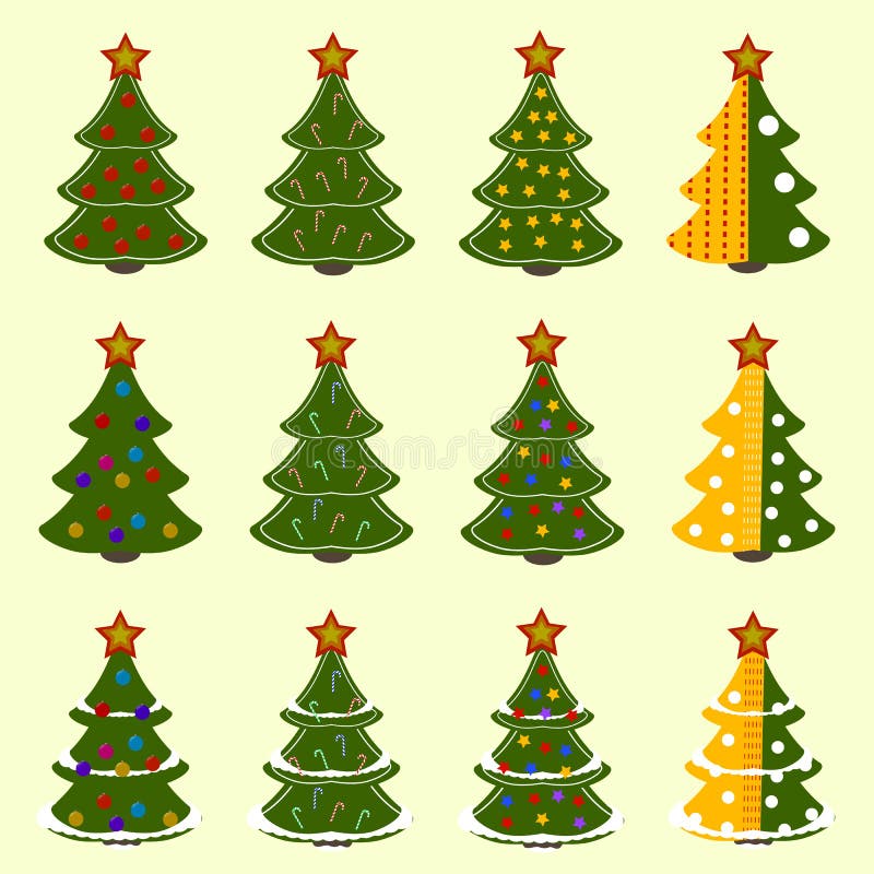 Set of twelve trees stock illustration. Illustration of stick - 62406314