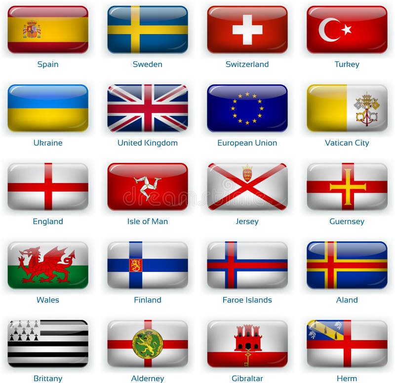 Set of twenty flags in button style. Europe three of three royalty free illustration