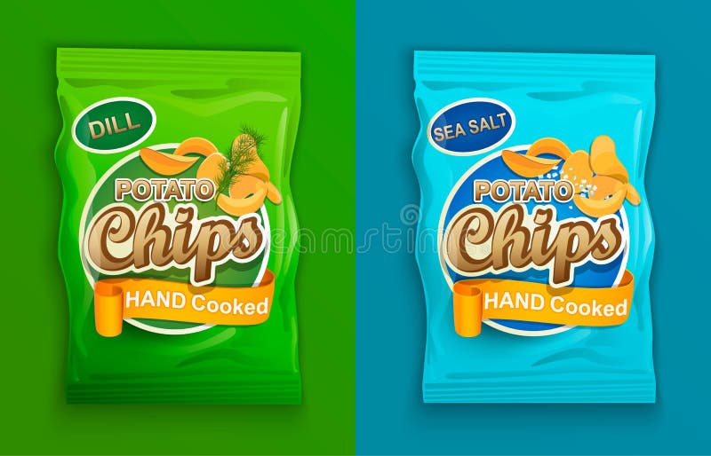 Set of Two Chips Packaging. Stock Vector - Illustration of classic ...