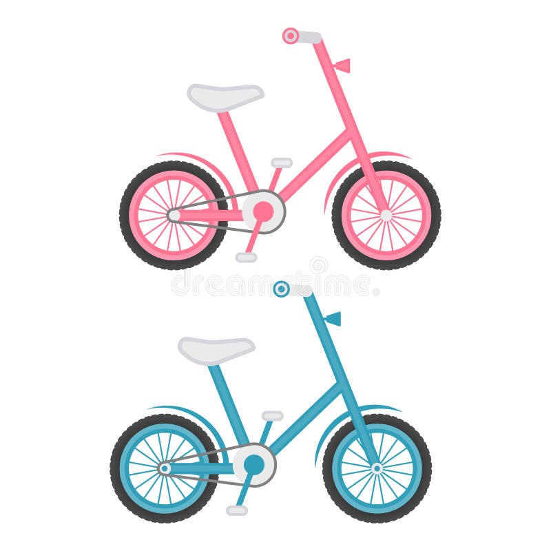 Set of Two Kids Bicycles on a White Background. Vector Illustration