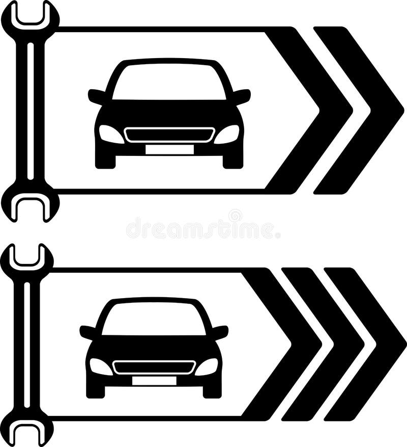Set of road sign of car repair vector illustration Set of road sign of car repair vector illustration
