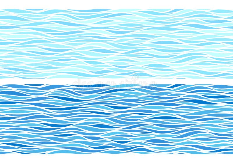Set of two seamless patterns with blue waves stock illustration Set of two seamless patterns with blue waves stock illustration