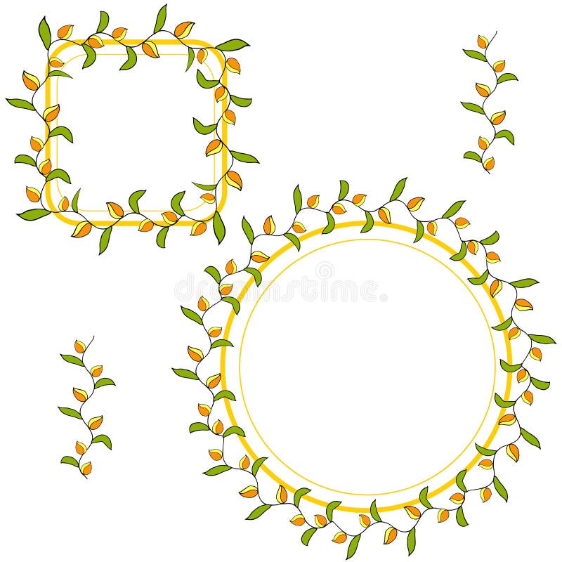 Set two wreaths autumn mood vector illustration Set two wreaths autumn mood vector illustration