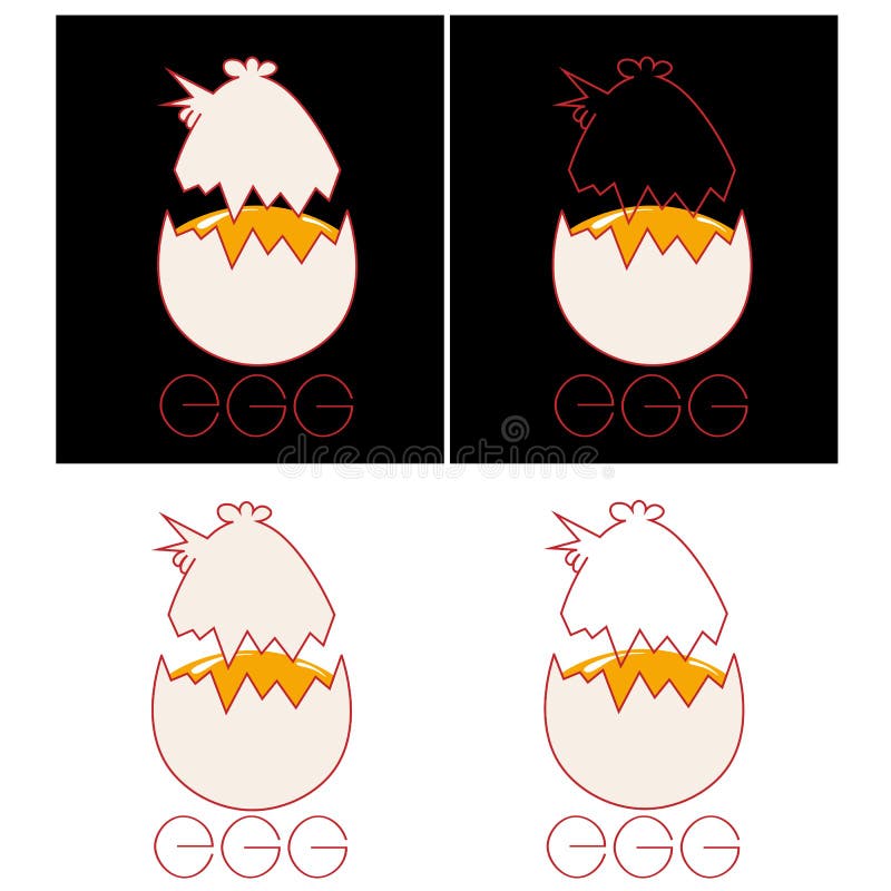 A set of typographic logo of chopped eggs with a top in the form of a chicken royalty free illustration