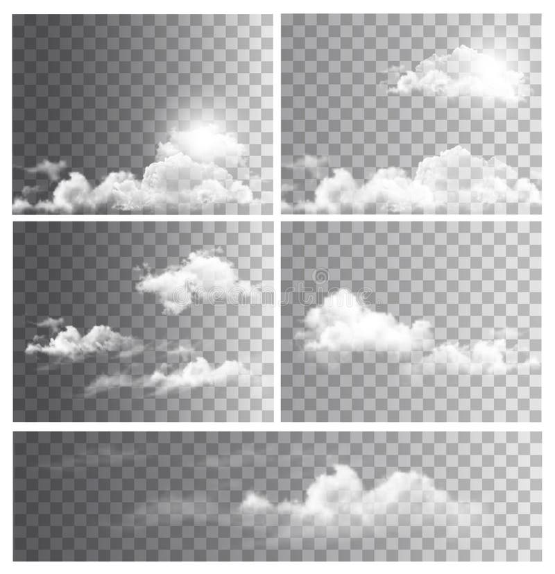 Set of backgrounds with transparent different clouds. Vector. Set of backgrounds with transparent different clouds. Vector.