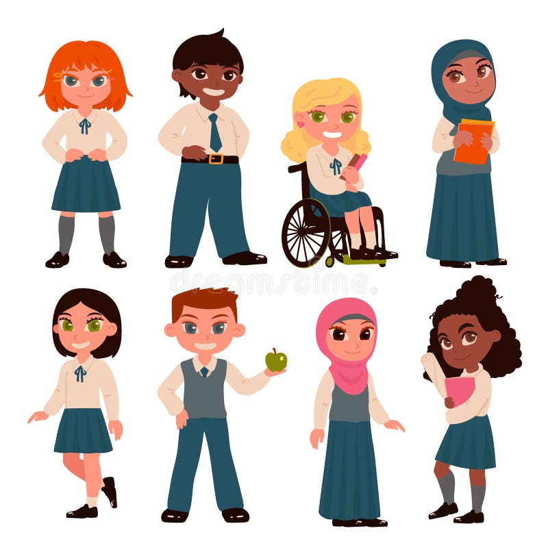 Set uczni charaktery odizolowywający na białym tle Mundurek szkolny r?wnie? zwr?ci? corel ilustracji wektora ilustracja wektor Set uczni charaktery odizolowywający na białym tle Mundurek szkolny r?wnie? zwr?ci? corel ilustracji wektora ilustracja wektor