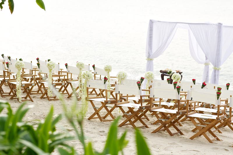 Set up chair beach wedding venue