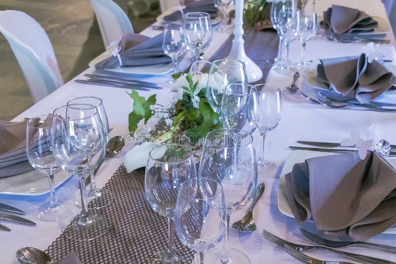 Set Up Table for Party or Special Occasions and Wedding Party Stock