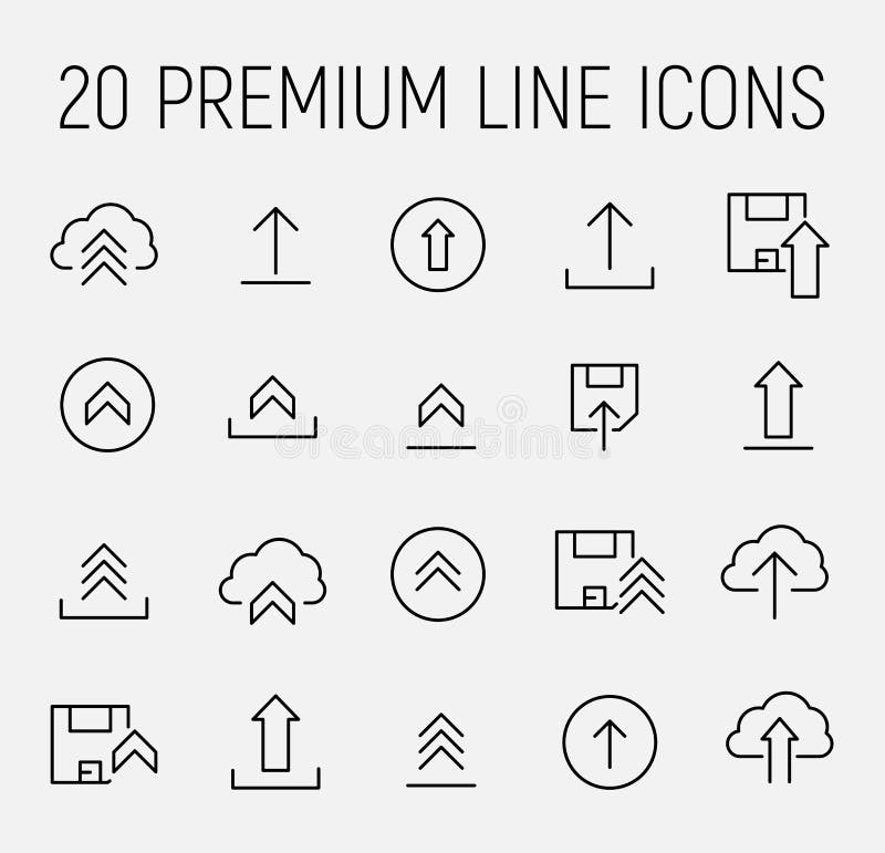 Set of upload icons in modern thin line style. royalty free illustration