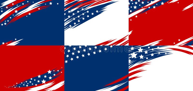 Set of USA banner abstract background design of american flag