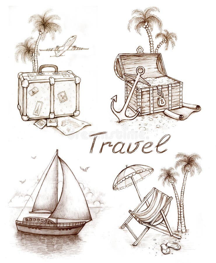 Set of vacation illustrations