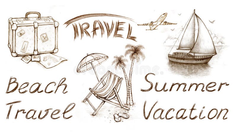 Set of vacation illustrations