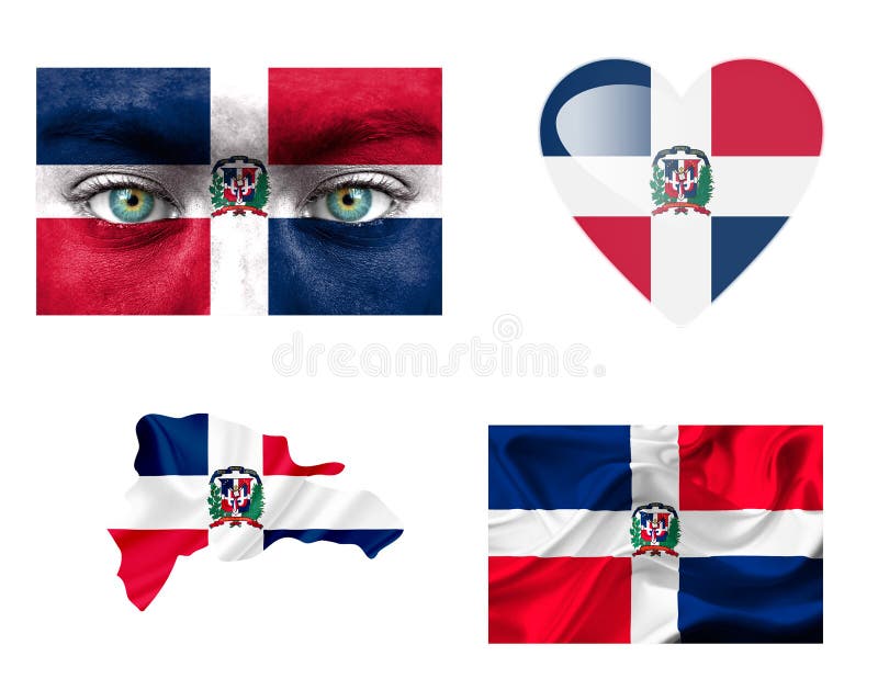 Set of Various Dominican Republic Flags Stock Illustration