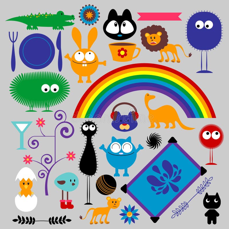 Set of various elements stock illustration