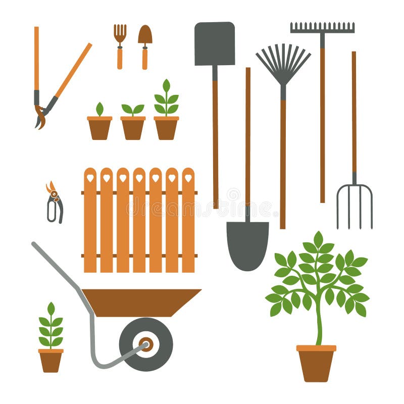 Set of Various Gardening Items. Garden Tools. Flat Design Illustration ...