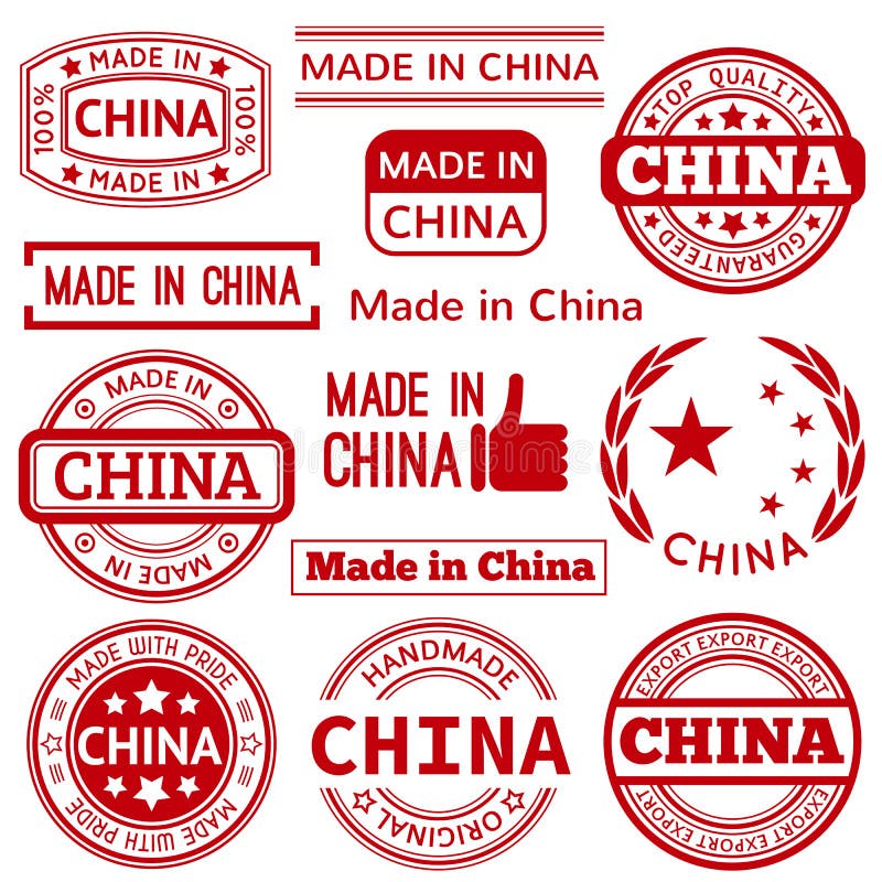 Set Of Various Made In China Red Graphics And Stock Illustration