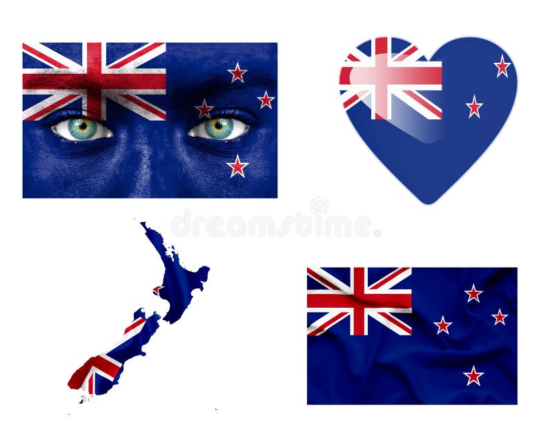 Set of Various New Zealand Flags Stock Illustration Illustration of