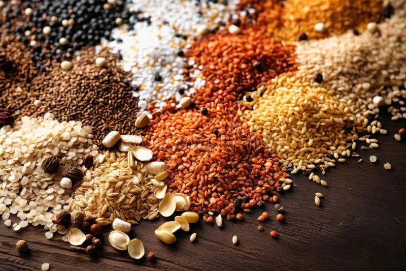 A Set of Various Types of Cereals and Legumes. Concept of Farming and