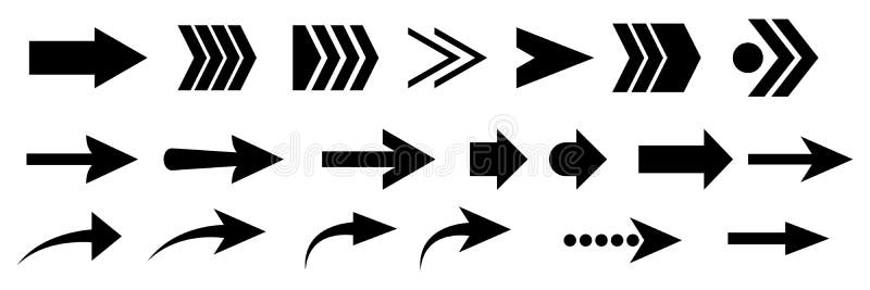 Set of vector arrow icons. Collection of pointers.