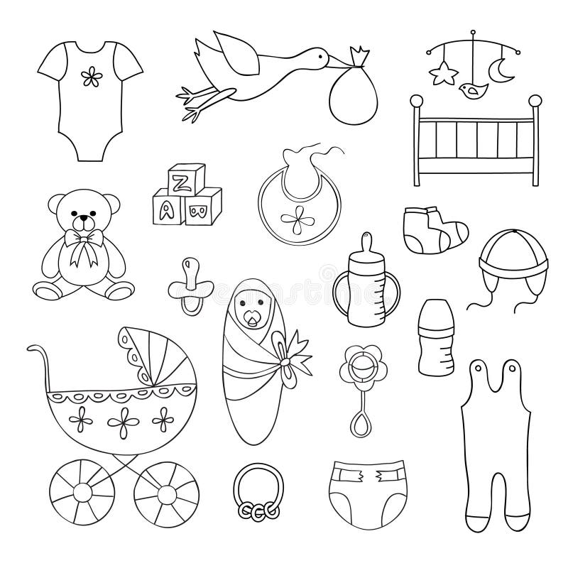 Set of Vector Baby Elements. Stock Vector - Illustration of mobile ...