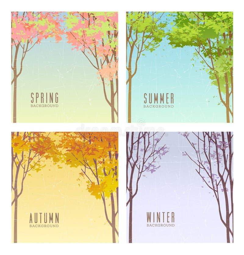 Set of vector backgrounds illustrating the 4 seasons stock illustration Set of vector backgrounds illustrating the 4 seasons stock illustration