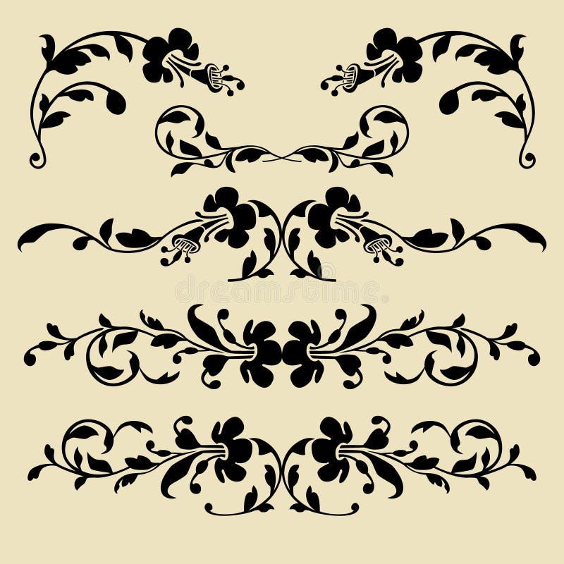 leraar microscopisch nood Set of Vector Baroque Borders for Design Stock Vector - Illustration of  renaissance, element: 11393806