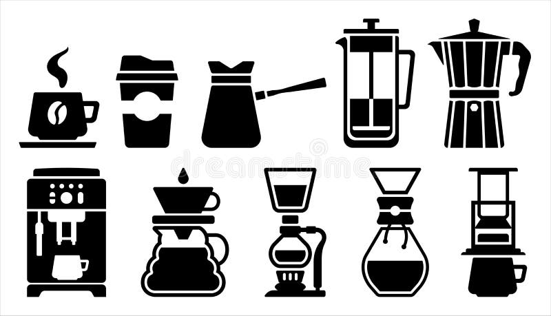 https://thumbs.dreamstime.com/b/set-vector-black-white-illustrations-methods-making-coffee-accessories-brewing-icons-different-ways-206999801.jpg