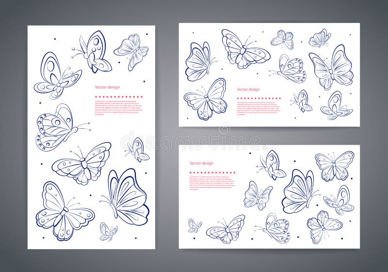 Set of vector butterfly business cards