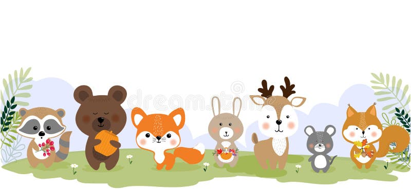 Set of Vector Cute Animals in Cartoon Style. a Collection of Small Animals  in the Children`s Style Stock Illustration - Illustration of cartoon,  collection: 200216376