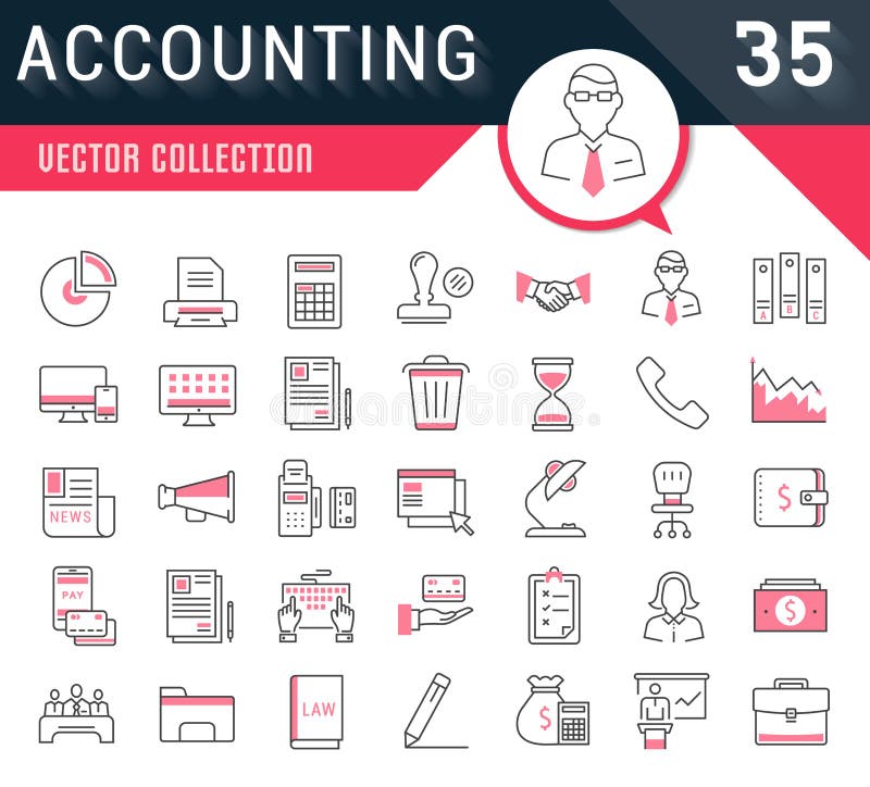 Set Vector Flat Line Icons Accounting and Finance stock illustration