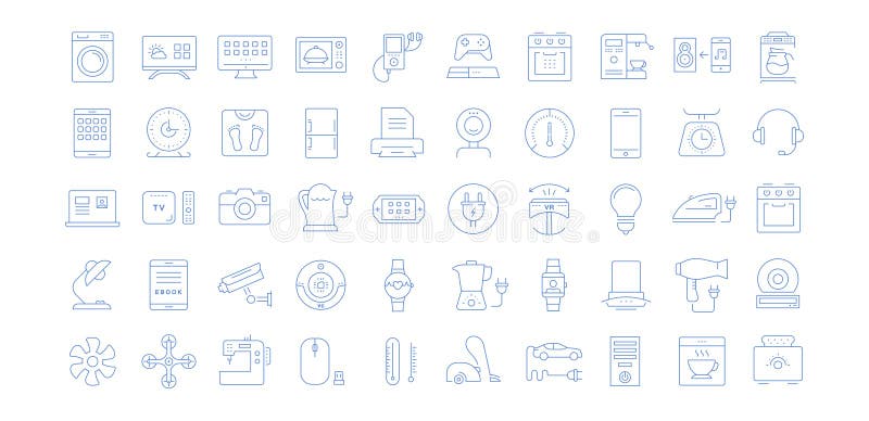 Set Vector Flat Line Icons Appliance stock illustration