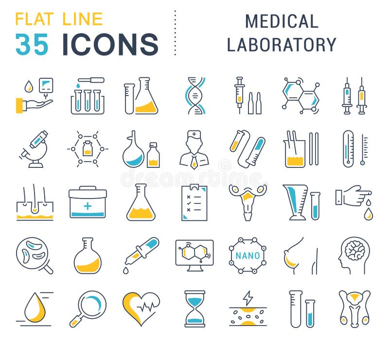Set Vector Flat Line Icons Medical Laboratory vector illustration Set Vector Flat Line Icons Medical Laboratory vector illustration