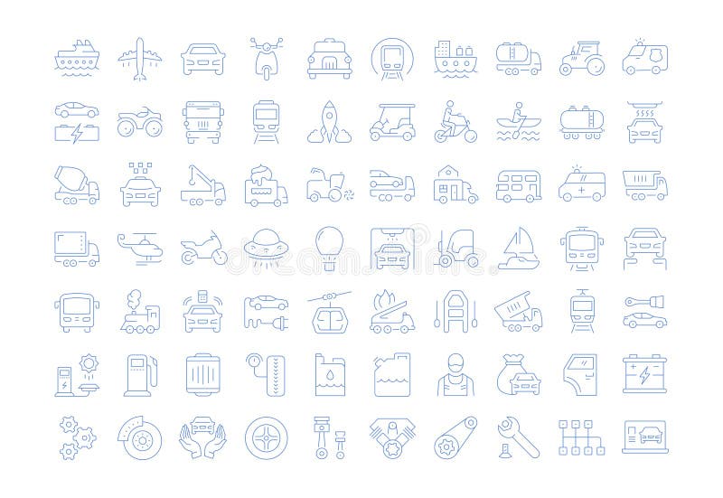 Set Vector Flat Line Icons Transport royalty free illustration Set Vector Flat Line Icons Transport royalty free illustration