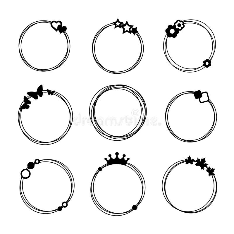 Set of vector graphic circle frames. vector illustration
