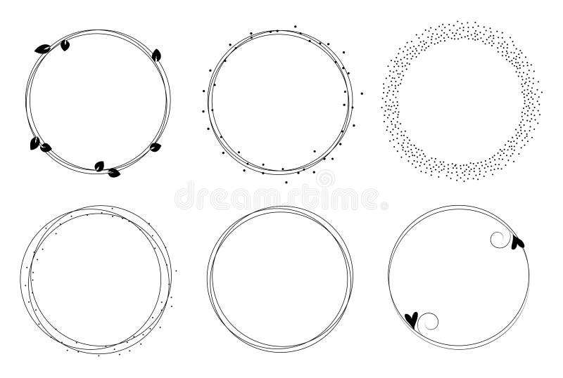 Set of vector graphic circle frames. Wreaths for design, logo template