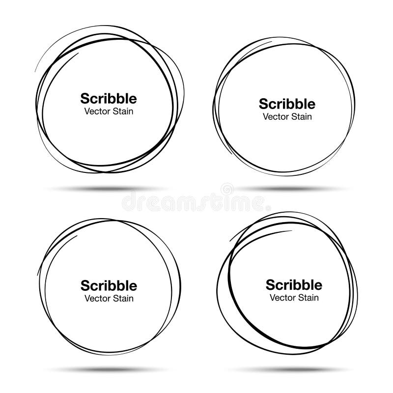 Set of vector hand drawn circles using sketch drawing scribble circle lines. Doodle circular logo design elements stock illustration Set of vector hand drawn circles using sketch drawing scribble circle lines. Doodle circular logo design elements stock illustration