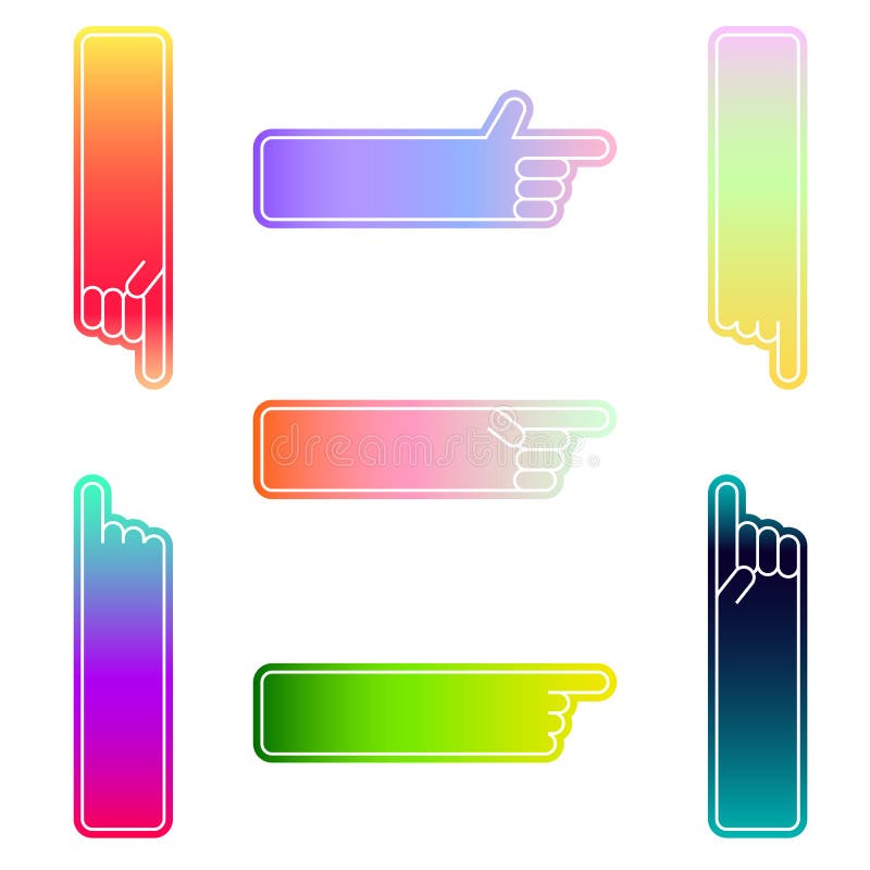 Set of vector hand pointers in different color stock illustration Set of vector hand pointers in different color stock illustration