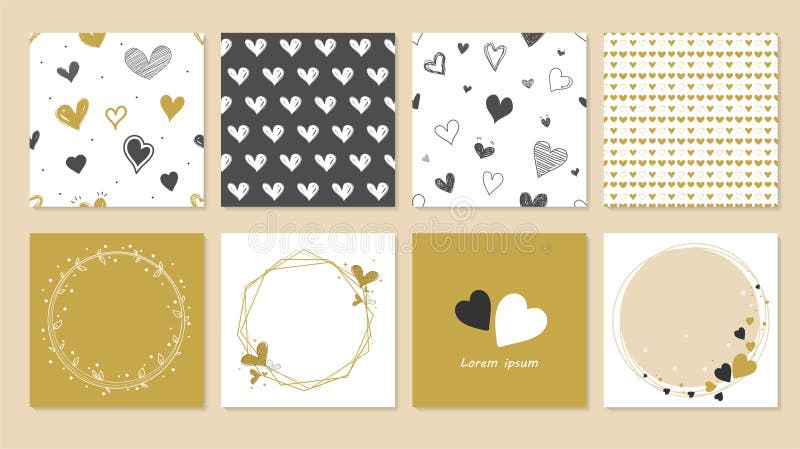 Set Vector of Heart Design for Wedding Cards or Various Invitation