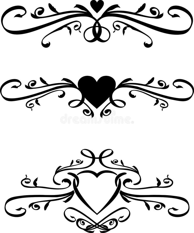 Un conjunto compuesto por 3 decorado corazón pergaminos.