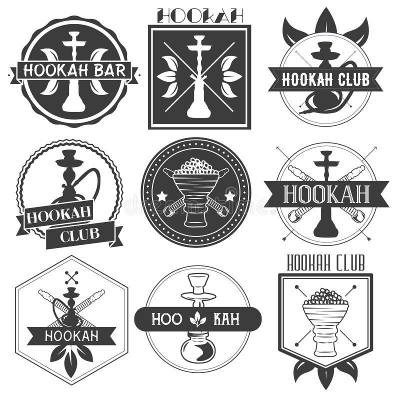 Set of vector hookah club logotypes royalty free illustration Set of vector hookah club logotypes royalty free illustration