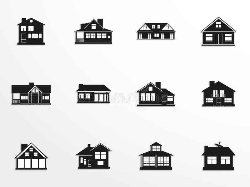 Set Of Vector Icons On The Theme Of Private Homes. Stock Vector -  Illustration Of Dwelling, Miniature: 87281775
