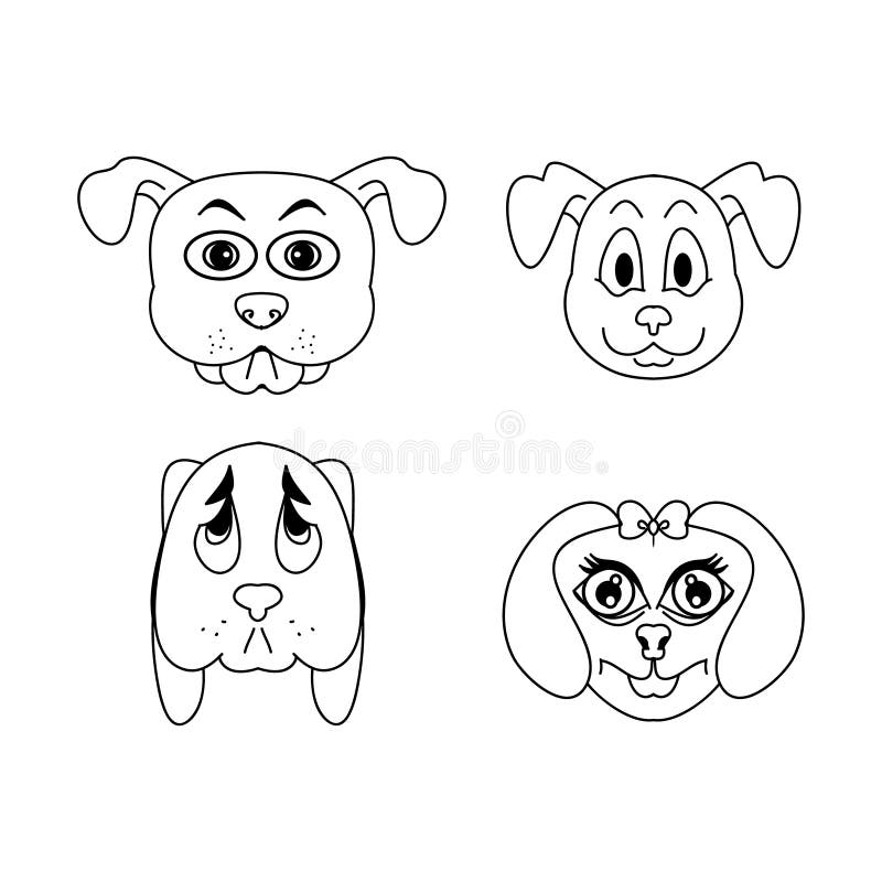The Dog`s Face Children Drawing Stock Vector - Illustration of outline,  icon: 110593911
