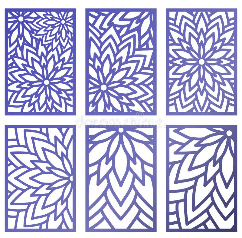 Set of Vector Laser cut panels. Abstract Pattern template for de royalty free illustration