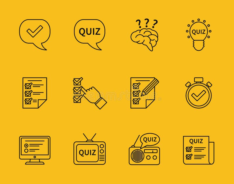 Vector Drawing Lines Quiz : Set of vector line quiz icons stock image