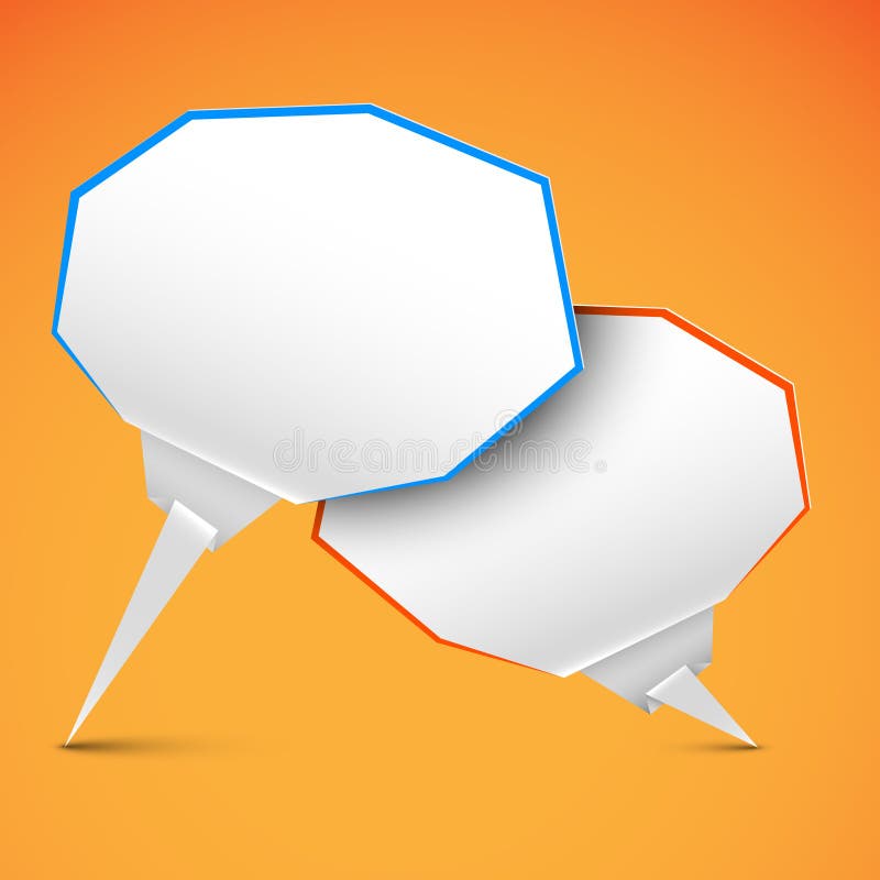 Set of vector origami paper Comic bubbles stock illustration